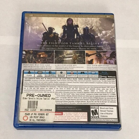 PS4 The Elder Scrolls Online Tamriel Unlimited CIB Playstation 4 - Picture 2 of 3